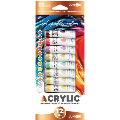 Junior akrylové barvy 12 ml sada 12 metalické barvy – Hledejceny.cz