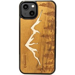 Pouzdro AppleMix BEWOOD Apple iPhone 14 - intarzované - dřevěné - motiv hor