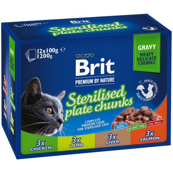 Krmivo pro kočky Brit Premium kastrát 12 x 100 g