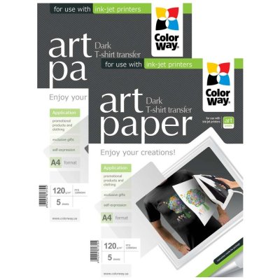 COLORWAY 2x nažehlovací papír/ na světlý + tmavý textil/ 120g/m2, A4/ 5+5 kusů – Zbozi.Blesk.cz