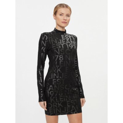 Calvin Klein Jeans Každodenní šaty Logo Aop Long Sleeve Dress J20J222989 Černá – Zbozi.Blesk.cz