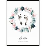 Jen tak z lásky Plakát Otisk nožiček Rozměr plakátu: 30 x 40 cm, Varianta plakátu: S údaji o narození, Barevná varianta věnce: Eukalypt a růže – Hledejceny.cz