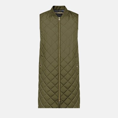 Geox dámská dlouhá prošívaná vesta khaki – Sleviste.cz