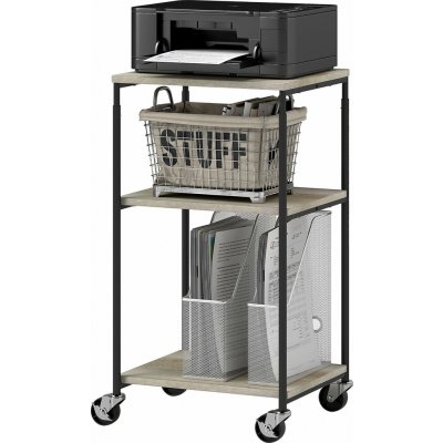 Homcom Pojízdný stolek na tiskárnu, 39 x 34,5 x 81,5 cm grafitový + černý – Zboží Dáma