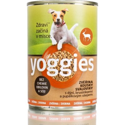 Yoggies zvěřinová konzerva s dýní, brusinkami a pupálkovým olejem 400g