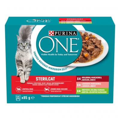 Purina One Sterilcat kuře krůta hovězí losos 40 x 85 g – Sleviste.cz