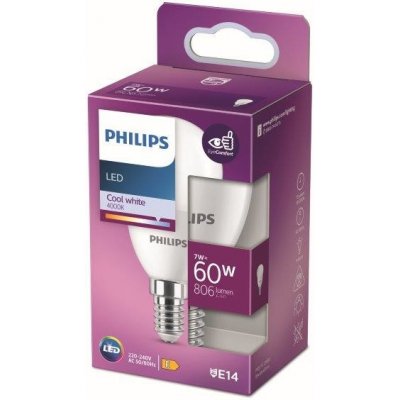 Philips LED žárovka E14 7W/60W 806lm 4000K matná