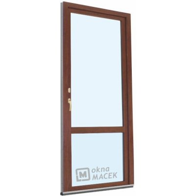 Kömmerling balkonové dveře 70 AD OS s příčkou levé ořech/ořech 70 x 210 cm oboustranná klika + FAB + hliníkový práh – Hledejceny.cz