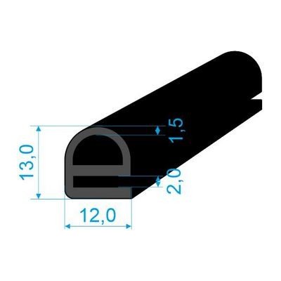 05386001 Profil tvaru "E", 13x12/2mm s dutinkou, EPDM, 60°Sh – Zbozi.Blesk.cz