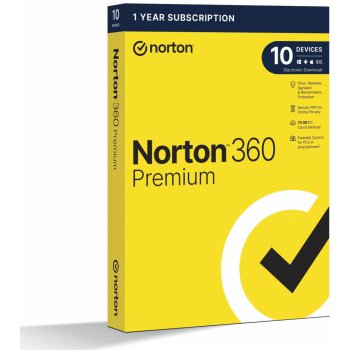 Norton 360 Premium 75GB, VPN, 1 lic. 10 zařízení, 1 rok (21405766)