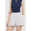 Dámské šortky Tommy Jeans Bavlněné šortky hladké high waist DW0DW17772 šedá