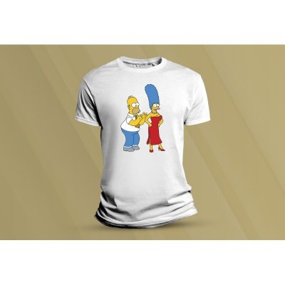 Sandratex dětské bavlněné tričko Homer a Marge Simpsonovi. bílá