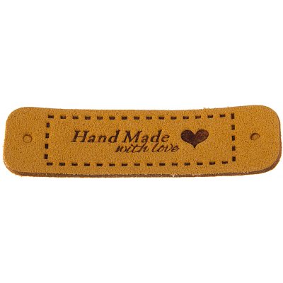 Nášivka HAND MADE 55x15mm umělá kůže Varianta: okrová – Hledejceny.cz