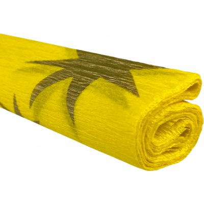 Krepový papír - Zlaté hvězdy na žlutém 0,5x2m C05D62 28 g/m2 – Hledejceny.cz