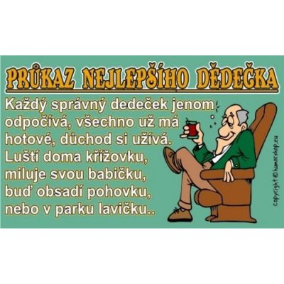 Průkaz Průkaz nejlepšího dědečka – Zboží Dáma