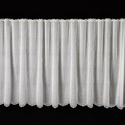 Českomoravská textilní vitrážová záclona, polyesterový batist V612 síťovaná bordura, vyšívaná, bílá výška 45cm (v metráži) – Zboží Mobilmania