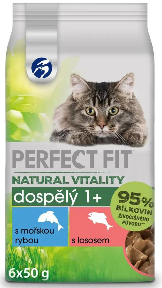Perfect fit Natural Vitality s mořskou rybou s lososem pro dospělé kočky 12 x 6 x 50 g