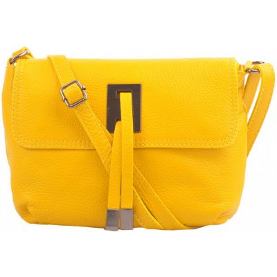 Maxfly Malá kožená kabelka přes rameno 5487 žlutá – Zboží Mobilmania