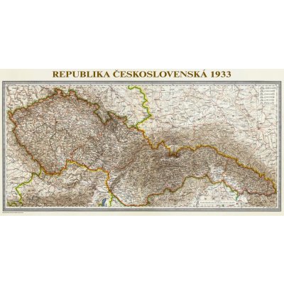 ZES Československo 1933 - nástěnná mapa 113 x 60 cm Varianta: bez rámu v tubusu, Provedení: laminovaná mapa v lištách – Zboží Dáma
