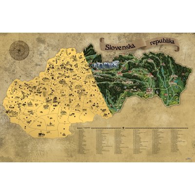 Giftio Stírací Mapa Slovenska Deluxe - Retro