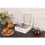 Home Styling Collection Dřevěná na Čaj TEA 9 přihrádek bílá – Zboží Dáma