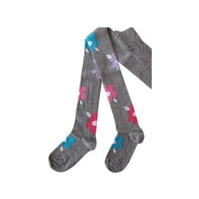 Design Socks Dětské punčocháče s kytkama šedé