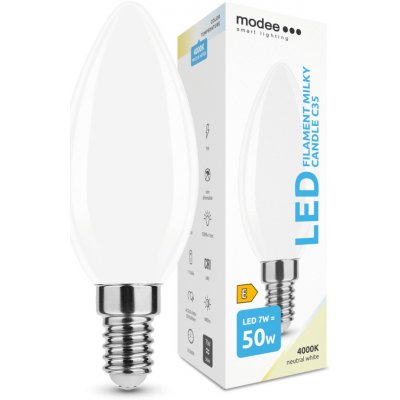 Modee Smart Lighting LED Filament Milky Candle žárovka E14 7W neutrální bílá – Zboží Živě