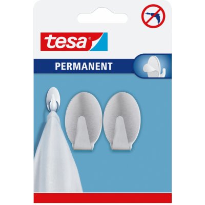tesa Samolepicí háčky Permanent L oválné, nerezová ocel, 2 ks – Zboží Dáma
