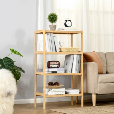 HOMCOM Bambusový regál 4-patrový 62x33x112 cm | přírodní – Sleviste.cz