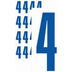 Čísla samolepicí 4 modrá samolepící vinylová fólie 50 mm písmo - aršík 8 ks – Zboží Dáma