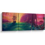 Obraz - Olejomalba, Plavba do fantastické říše, třídílný 150x50 cm – Hledejceny.cz