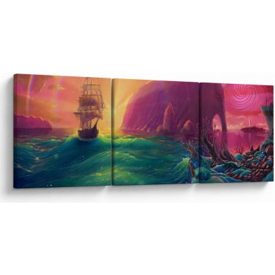 Obraz - Olejomalba, Plavba do fantastické říše, třídílný 150x50 cm – Hledejceny.cz