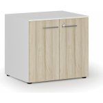 Primo Kancelářská skříň s dveřmi WHITE, 735 x 800 x 640 mm, bílá/dub přírodní – Sleviste.cz