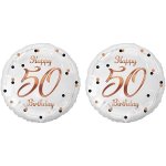 GoDan Balón foliový bílý 50 let Happy birthday narozeniny růžovozlatý nápis 45 cm – Zboží Dáma