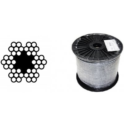 Lano ocelové 6x7M-FC, 3mm, Zn, cívka 100m – Zboží Dáma