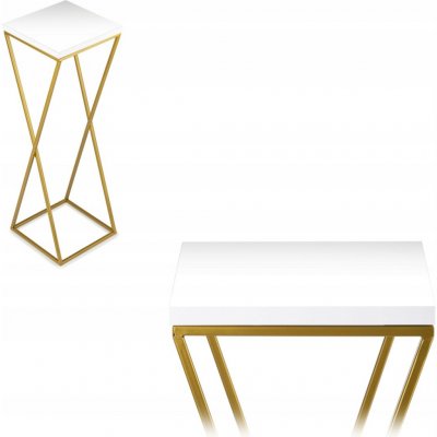 DekorStyle Květinový stojan LOFT 70 cm zlatý/bílý – Zboží Dáma