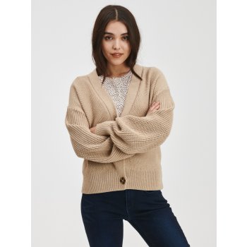 GAP Svetr mixed stich cardigan Béžová