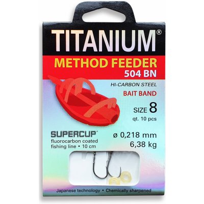 Titanium Method Feeder návazec s gumičkou 10 cm 10 ks průměr 0,218 mm velikost 8 Typ háčku 502BM – Zboží Mobilmania