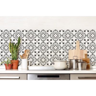 Ceramics šedý květinový vzor 270-0178 šířka 67,5 cm, metráž / do kuchyně, koupelny vinylová tapeta na metry 2700178 D-c-fix Stěnový obklad