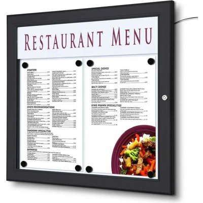A-Z Reklama CZ Venkovní prosvětlená LED vitrína MENU BOARD SCZ2xA4LED na Menu 2 x A4 - Černá – Zboží Živě