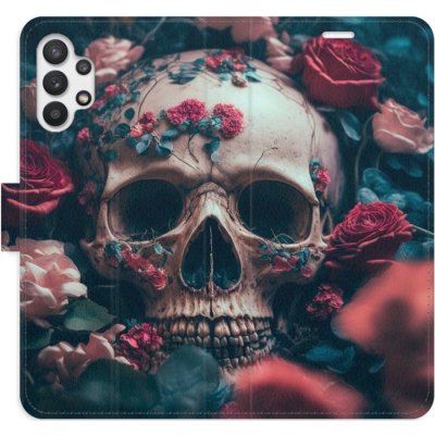 Pouzdro iSaprio Flip s kapsičkami na karty - Skull in Roses 02 Samsung Galaxy A32 5G