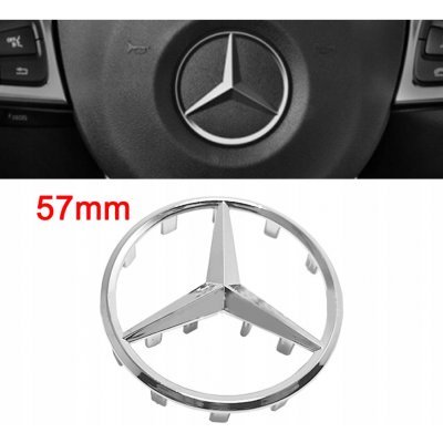 Znak Mercedes 57mm do volantu pro Benz - stříbrná