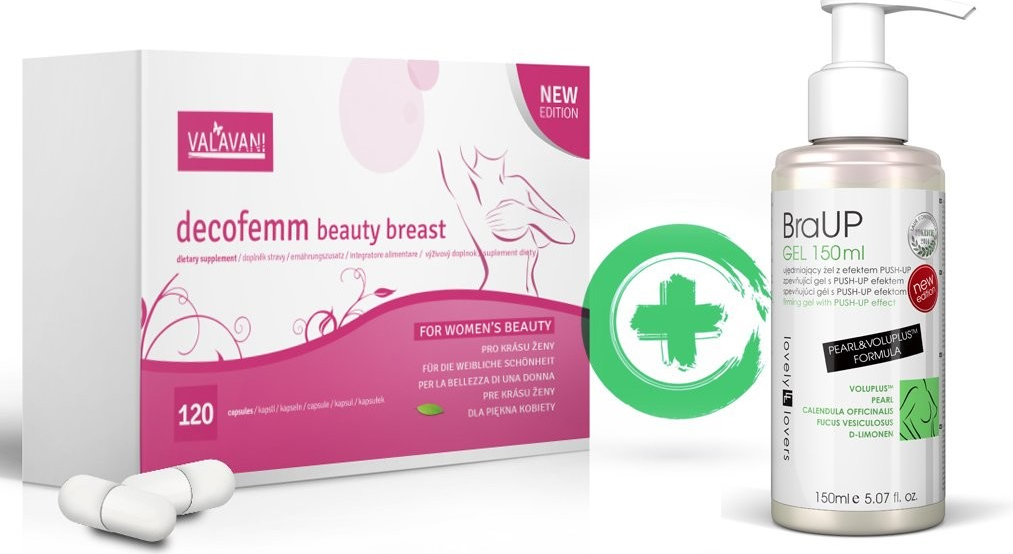 DecoFemm beauty breast 120 kapslí + BraUP Gel 150 ml dárková sada