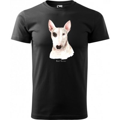 Stylové pánské tričko s potiskem psa bulteriéra Černá