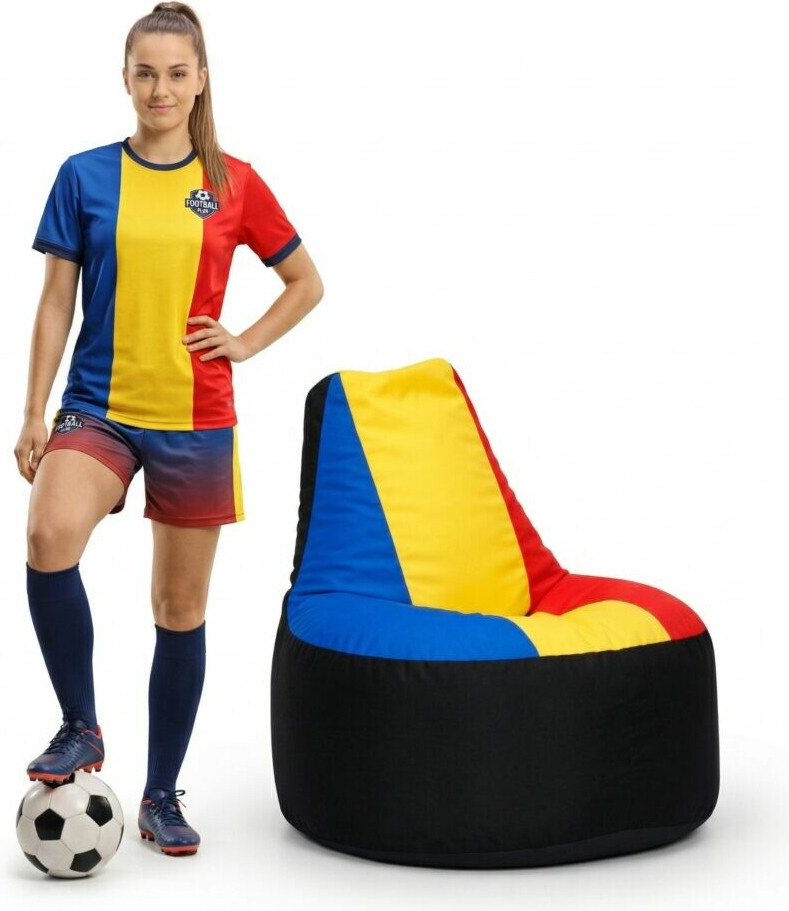 CrazyShop Sedací vak Fotbal Serie modrá žlutá červená