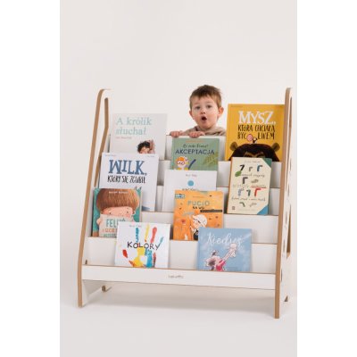 Vingo Otevřená montessori knihovna pro děti od 1 roku (bílá), 83x90 cm – Sleviste.cz