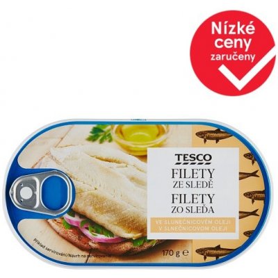 Tesco Filety ze sledě ve slunečnicovém oleji 170 g – Zboží Dáma