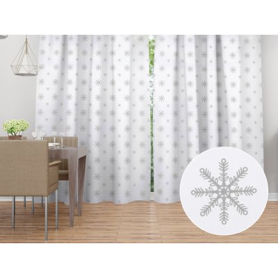 Biante Dekorační závěs TF-112 Vánoční šedé vločky na bílém 140x200 cm – Hledejceny.cz