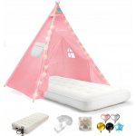 Nukido teepee stan pro děti s girlandou a světly růžový – Zboží Dáma