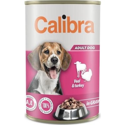 Calibra Dog telecí+krůtí v omáčce 1,24 kg